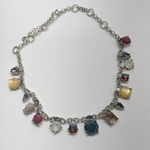 LOFT Signed 8” Gemstone and Rock Vintage Cluster Necklace